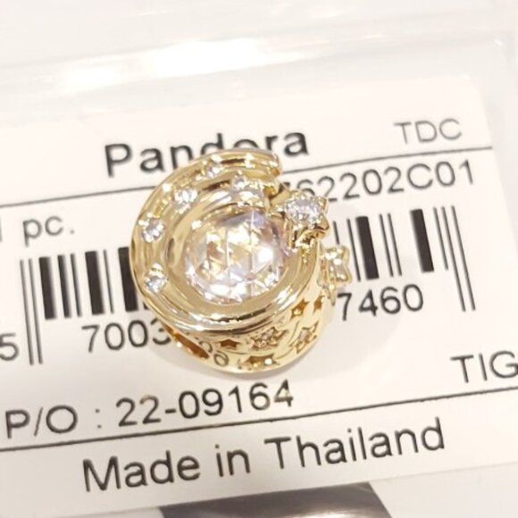 Auth PANDORA Moments Sparkling Shooting Star 14kt gold plated Charm 762202C01 - Picture 8 of 11